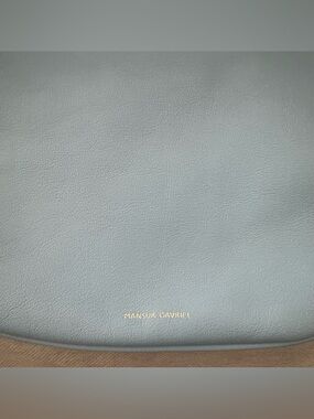 Mansur Gavriel leather light blue mini handbag.